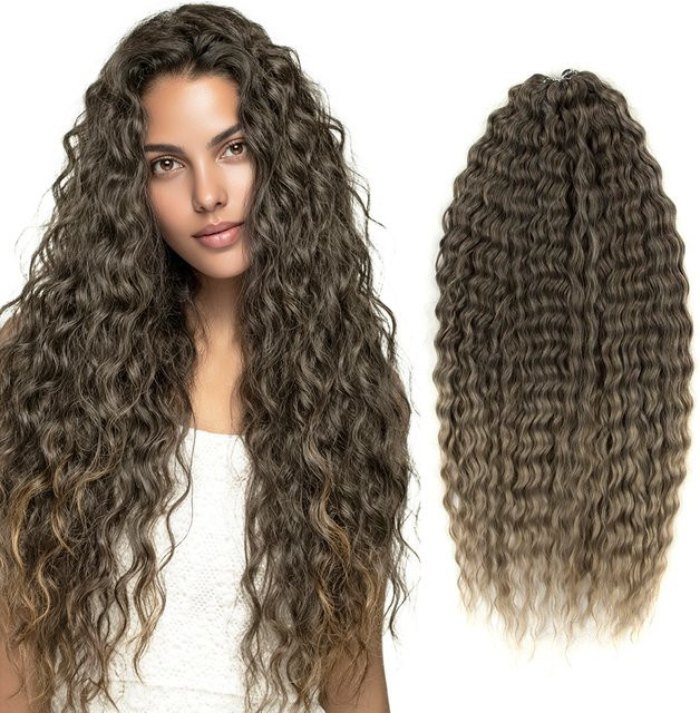FASHION IDOL Häkelhaar Water Wave Twist Ombre Blonde, 22 Zoll, 3 Stück - Bild 1