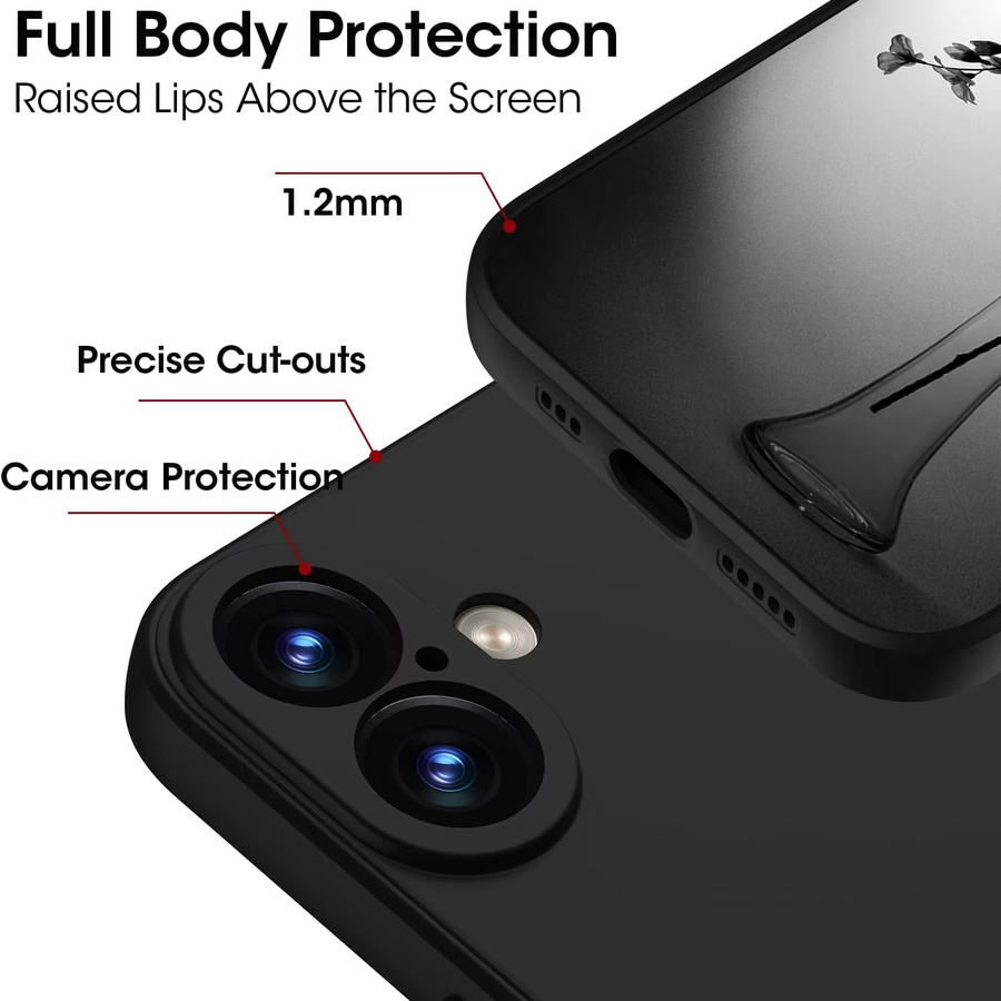 Matte Silikon-Schutzhülle für Apple iPhone 11 bis 16 Pro Max in Schwarz - Bild 2