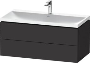 Duravit L-Cube Möbelwaschtisch mit Vitrinium und 2 Schubladen, Wandmontage, Graphit Matt, B: 100 cm, T: 48 cm, H: 48 cm - Bild 1