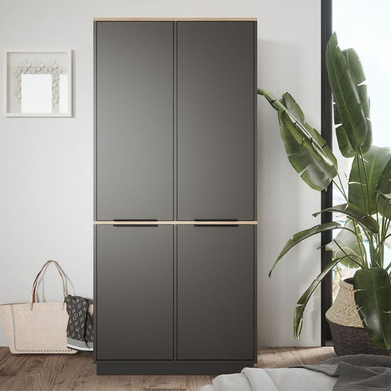 Vicco Schrank Betti 4-türig in Anthrazit, B/H: 82 x 179 cm - Bild 2