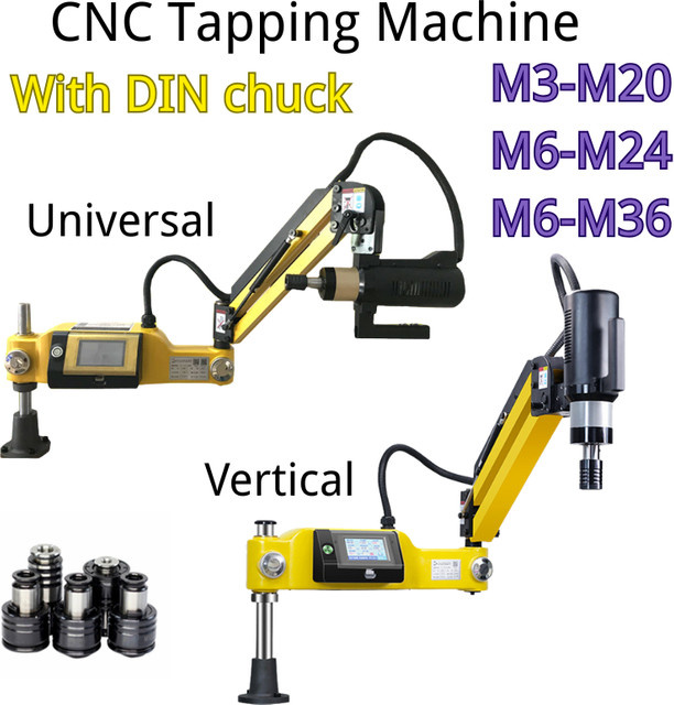 Universelle CNC Bohrun und Gewindeschneidmaschine mit Servomotor und DIN-Bohrfutter für M3-M36, Gelb - Bild 1
