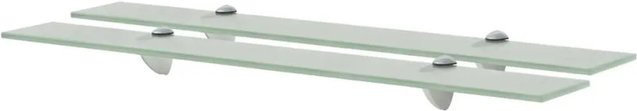 vidaXL Schweberegale aus gehärtetem Sicherheitsglas in Transparent und Weiß, 2er Set, B: 70 cm, T: 10 cm, Höhe: 0,8 cm - Bild 1