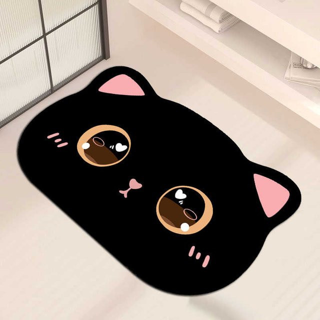 Saugfähige und schnelltrocknende Kieselgur Bodenmatte für Badezimmer und Dusche, Schwarz, B/T: 60 x 40 cm - Bild 1