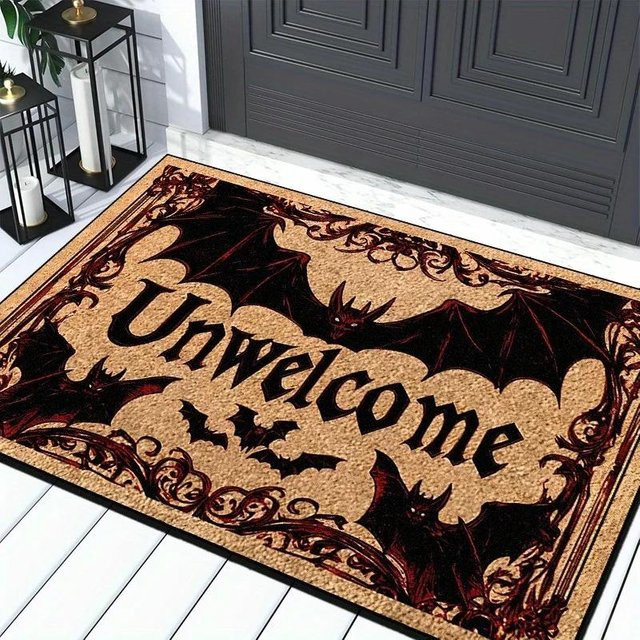 Lodestar Fußmatte Unwillkommene Fledermaus Gothic Dekor aus Kokosfaser, B/B: 30 x 50 cm - Bild 1