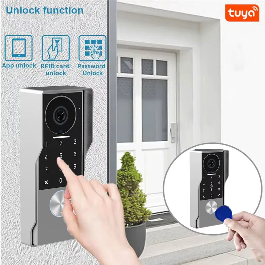 Tuya 5G WLAN Video-Gegensprechanlage-Set mit 7 Zoll Touchscreen, 2 Monitoren und Video-Türklingel in Schwarz - Bild 2