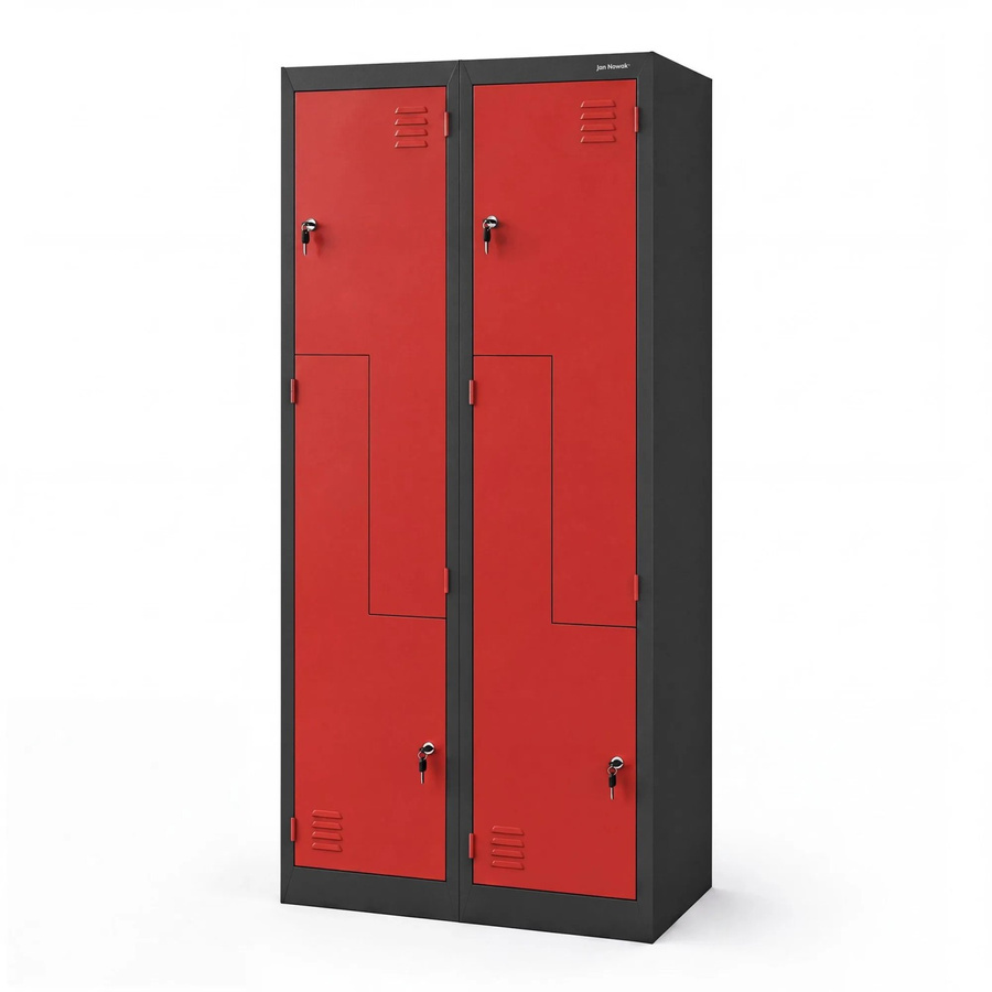 JAN NOWAK Kleiderschrank JULIA in L-Form aus Metall, Anthrazit-Rot, H: 185 cm, B: 80 cm, T: 40 cm - Bild 2