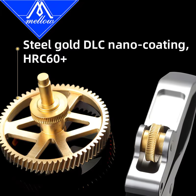 Mellow EvoBambu CNC Ganzmetall DLC-beschichteter Fräsgetriebesatz für Bambu Lab A1 und A1 Mini Extruder in Gold - Bild 3