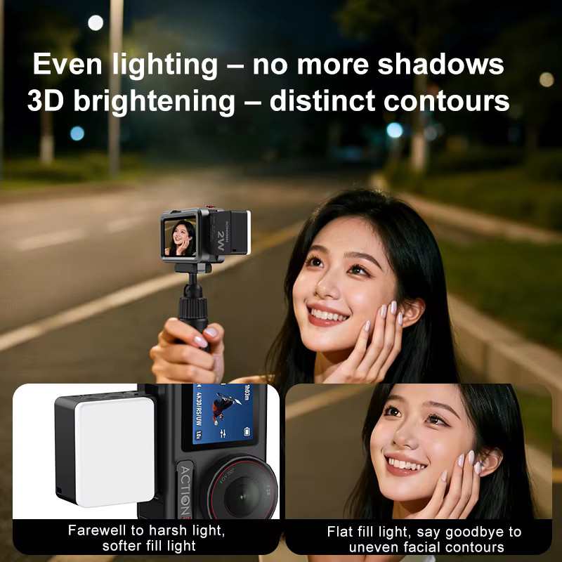 Ronkoen M2-AC Mini Wasserdichtes Selfie-Licht mit Schnellverschluss in Schwarz für DJI OSMO Action 2/3/4/5Pro/6 und Nano Mini - Bild 3