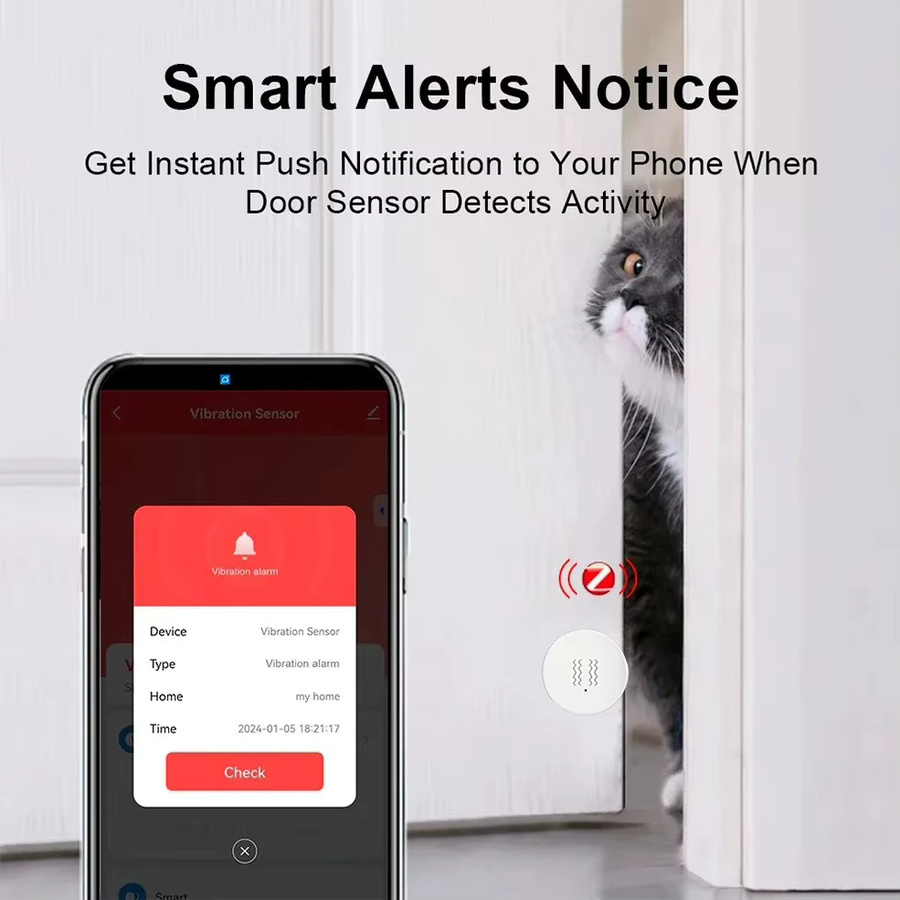 Tuya Zigbee Smart Vibrationssensor in Weiß zur Echtzeit-Überwachung von Neigung und Erschütterung mit Smart Life App-Steuerung - Bild 3