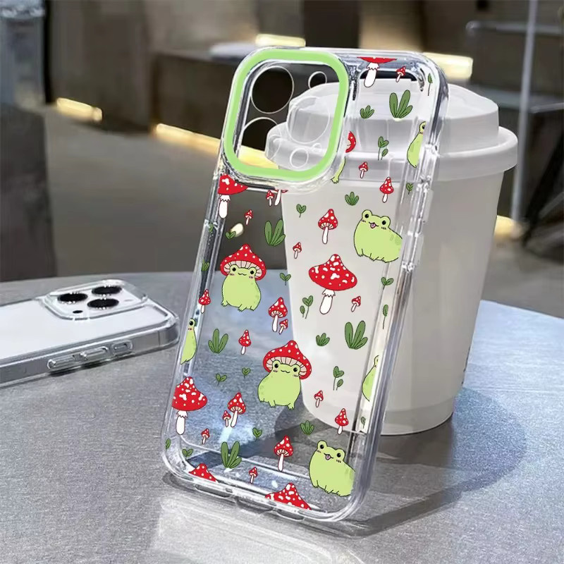 Fundas Stoßfeste Transparente Handyhülle mit Cartoon Pilz und Frosch für Apple iPhone Modelle - Bild 3