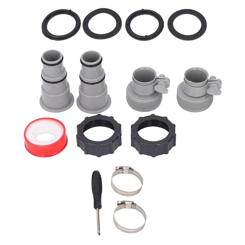 Schlauchadapter-Set mit Gewinde und Ersatzschellen als Rohrverbinder für 1,5- und 1,25-Zoll-Schläuche zur Wartung von Filterpumpen - Bild 4