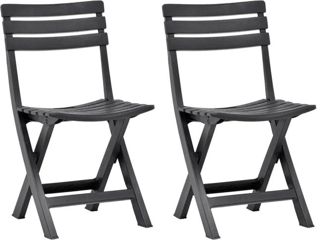 Furnicato Klappbare Gartenstühle aus Kunststoff, 2er Set, Anthrazit, B/T/H: 45 x 44 x 78 cm, Höhe: 110 cm - Bild 1
