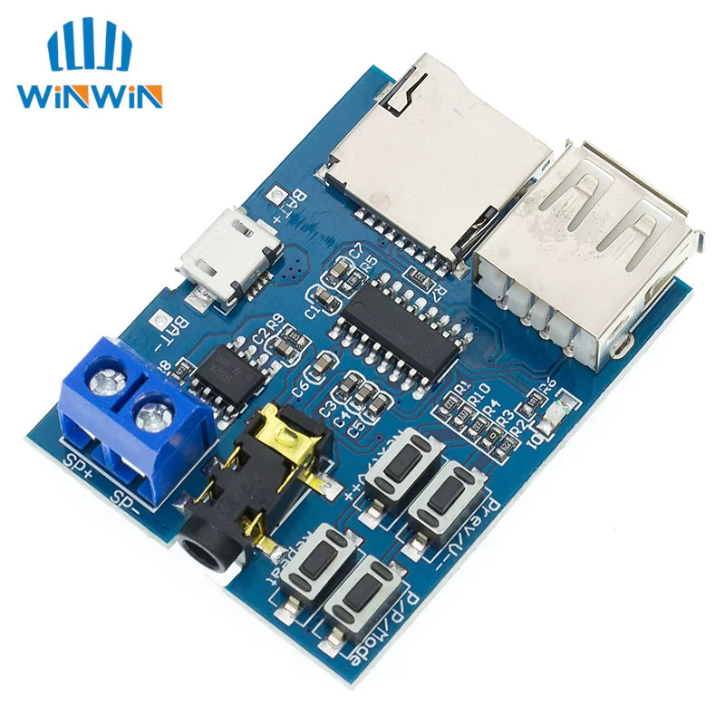 AITEWIN ROBOT MP3 Audio Decoder Modul mit TF-Karte und USB-Anschluss in Blau - Bild 3