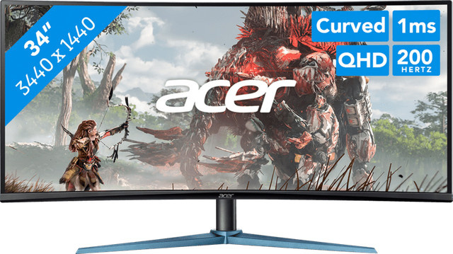 Acer Nitro ED340CU Gaming Monitor mit 34 Zoll, QHD 1440p, 200 Hz, Schwarz, HDMI und DisplayPort - Bild 1