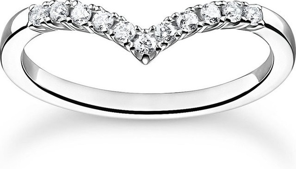 Thomas Sabo Ring Damen, 925 Silber, Zirkonia, Ringgröße 54