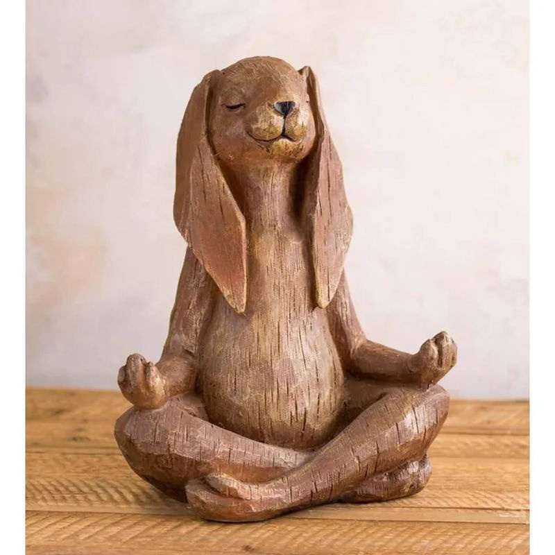Meditierender Hase aus Kunstharz in Braun als dekorative Tierfigur für Garten und Haus von Bestbags - Bild 4