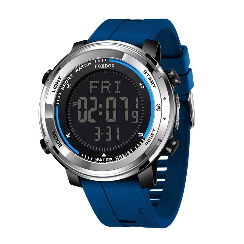FOXBOX Armbanduhr Chronograph, Quarz, Black blue, Silikon, Herren - Bild 5