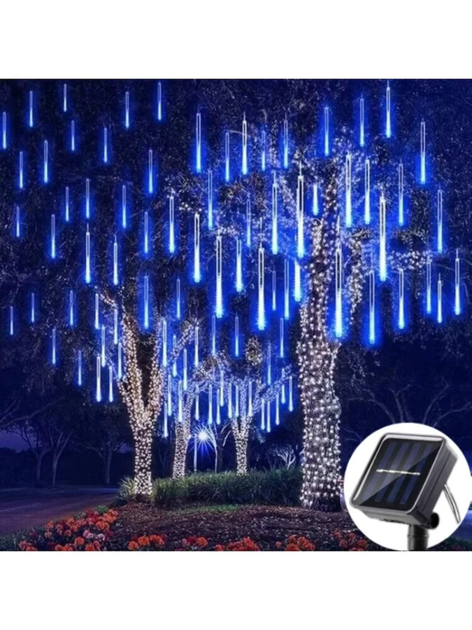 Solar-LED Meteorschauer-Lichterkette mit 8 Röhren für Außenbereich, Eiszapfen-Dekoration in Transparent für Halloween, Weihnachten und Hochzeiten - Bild 5