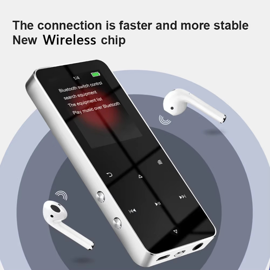APWIKOGER MP4-Player Walkman mit 1,8 Zoll TFT-Touchscreen, Bluetooth und USB 2.0, MP3-Musikplayer in Silber mit E-Book-Funktion, Sprachaufzeichnung und 3,5 mm AUX-Anschluss - Bild 2
