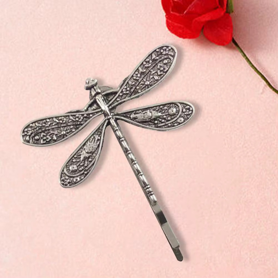 5 Stück Haarspange Libellenform, silberfarben, Metall, Damen, Mädchen - Bild 2