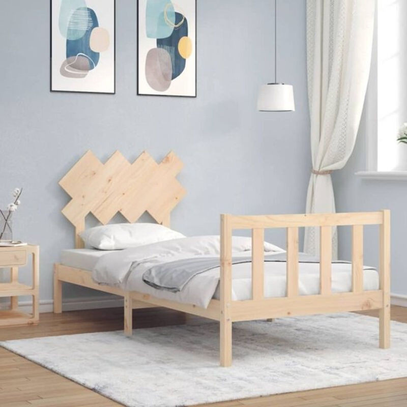 Massivholzbett Vidaxl aus Kiefernholz in Braun im Landhaus- und Skandinavischen Stil, B/T/H: 90 x 200 cm, ohne Matratze - Bild 1