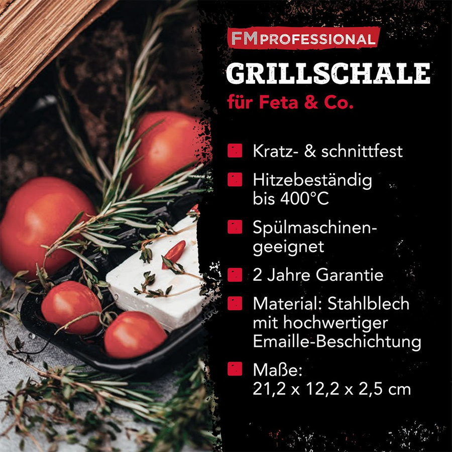 FMprofessional Grillschale aus Emaille, Schwarz, B: 21 cm, T: 12 cm, H: 2,5 cm - Bild 3