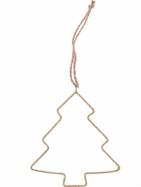 Rico Design Metallhänger Tannenbaum in Glitter-Gold mit Juteschnur, B/H: 10 x 10 cm - Bild 1