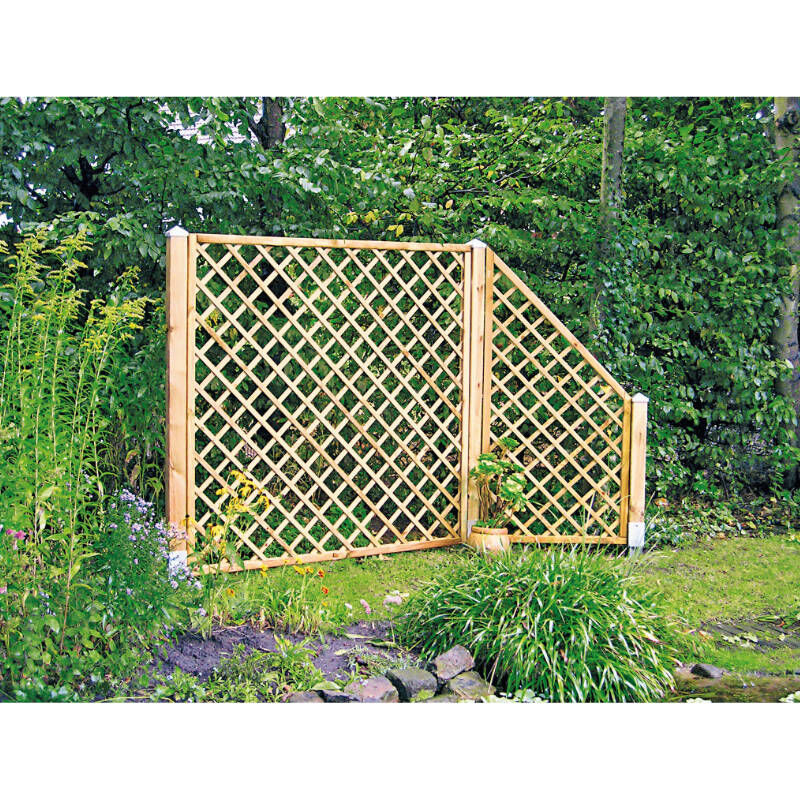 Rankzaun Diagonal aus Holz und Stahl, verzinkt und imprägniert, Farbe: Grün oder Braun, H x B x T: 180 x 60 x 6 cm - Bild 1