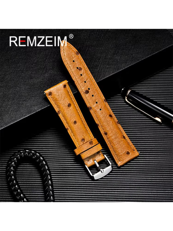 REMZEIM Uhrenarmband Leder, Schnellverschluss, Schwarz, Unisex - Bild 2