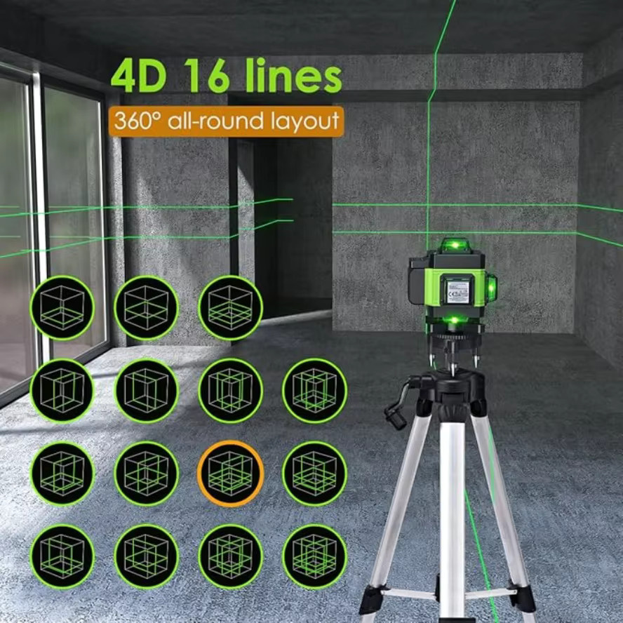 OWJHE 4D-Laser-Wasserwaage mit 16/12 Linien, selbstnivellierend, 360 Grad, grüne Linie, horizontal und vertikal - Bild 2