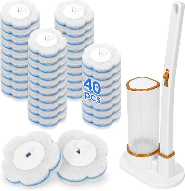 Willstar Toilettenbürsten-Set mit Einweg-Ersatzköpfen und verlängertem Griff in Blau und Weiß, freistehend aus Kunststoff, Höhe: 40,0 cm - Bild 1