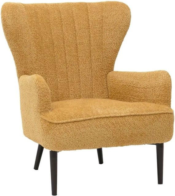 MCW Lounge-Sessel K37 in Gelb mit Chenille-Stoff und Metallgestell im Retro-Vintage-Stil - Bild 1