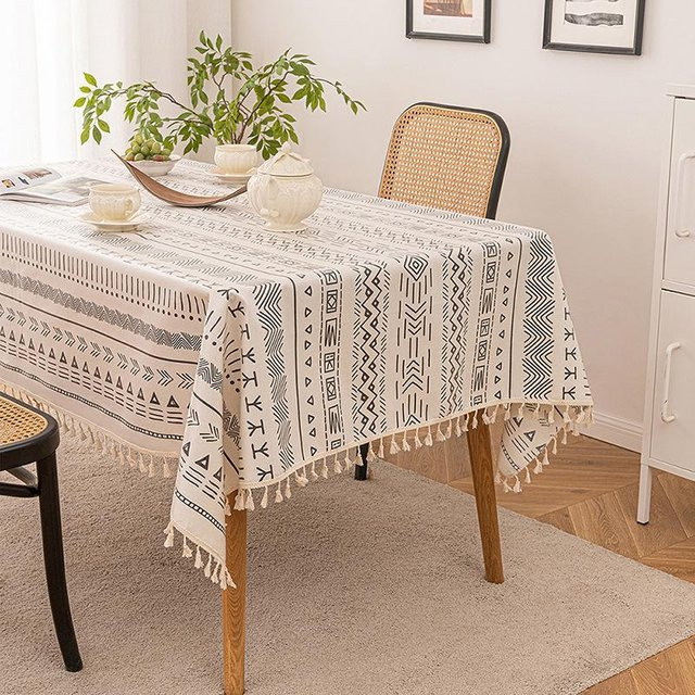 JMG Household Supplies Tischläufer im Bohemian Ethno-Stil aus Leinen und Baumwolle, Beige, B: 90 cm, L: 140 cm - Bild 1