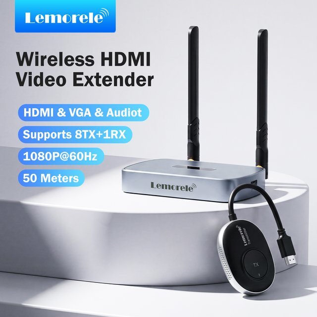 Lemorele Kabelloser HDMI-Sender und -Empfänger TV-Stick Dongle-Set Full HD 1080P Video-Extender für Monitor, Projektor und Laptop - Bild 1