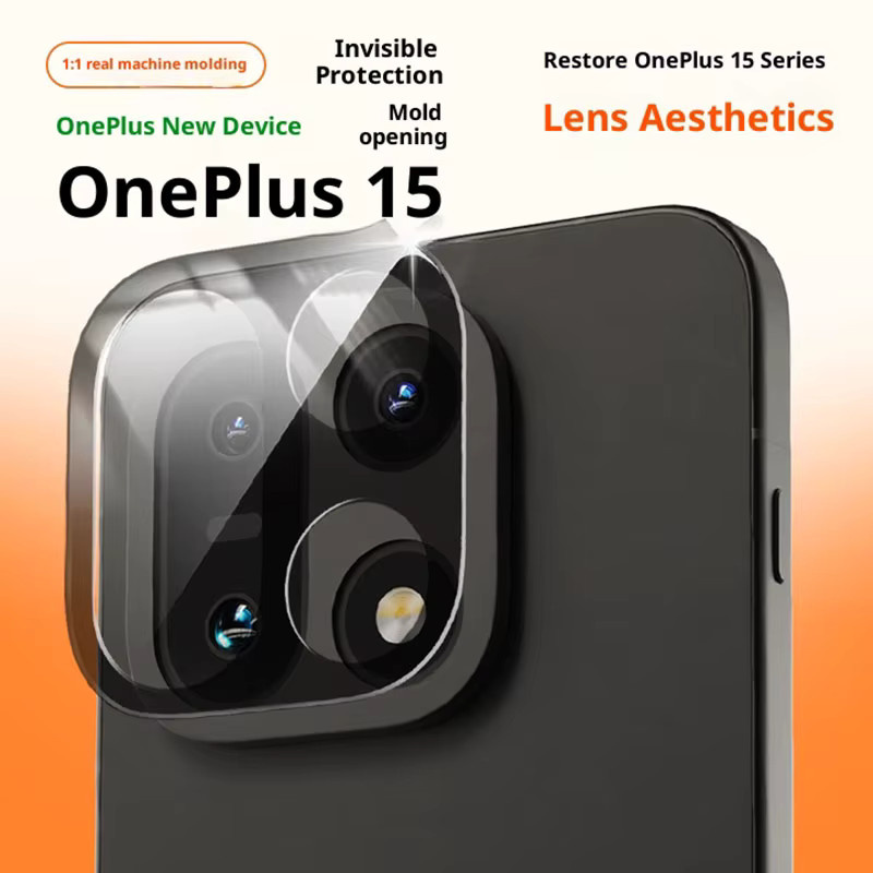 OnePlus 15 Kamera-Schutzglas aus gehärtetem Glas, 3-teiliges Set, Schwarz/Transparent - Bild 2