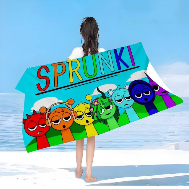 S-Sprunki Incredibox Mikrofaser Strandtuch von JMG Household Supplies, schnelltrocknend und weich, Multicolour, 30 x 30 cm - Bild 1