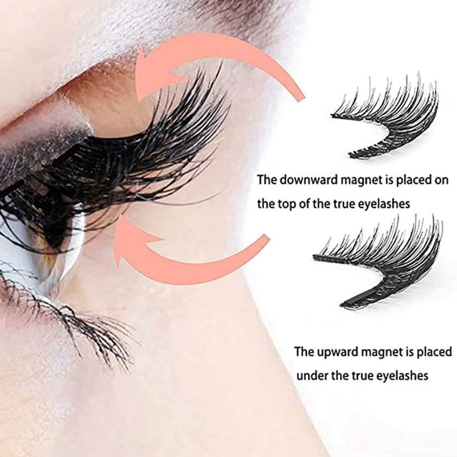 North moon Magnetische Wimpern, 3D, handgefertigt, mit Pinzetten-Set - Bild 3