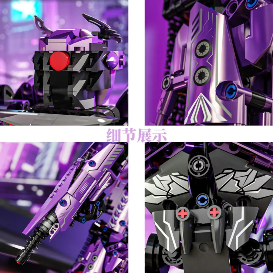 stemedu MOC Transformierbares Shockwave 2-in-1 Mecha-Modell aus Mini-Bausteinen in Lila - Bild 2