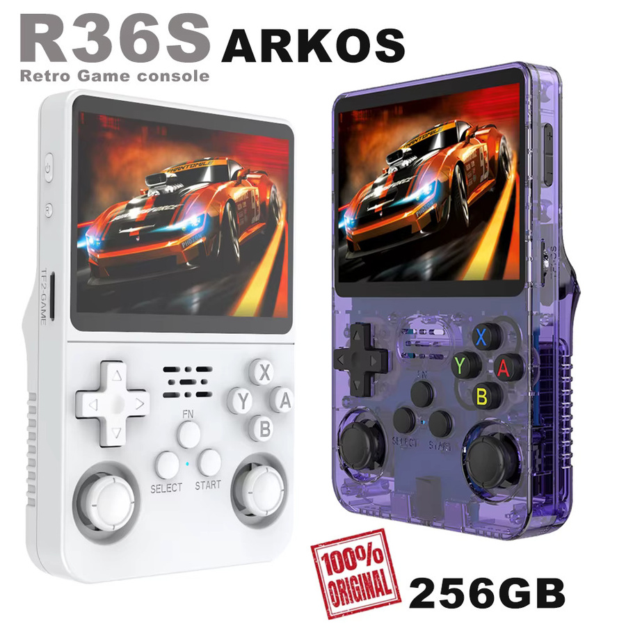 BOYHOM R36S Retro-Spielkonsole mit 3,5 Zoll IPS Display, Tragbare Linux ARKOS Handheld-Konsole, Pink, 256 GB - Bild 2
