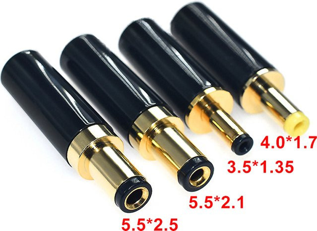 JCD Vergoldete DC-Stromstecker Barrel Plug in Gold und Schwarz für Schweißleitungen - Bild 1