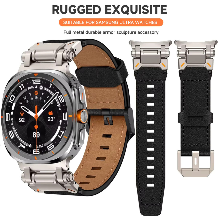 FancyWrist Uhrenarmband Leder, Schwarz, Samsung Galaxy Watch Ultra 47mm - Bild 2