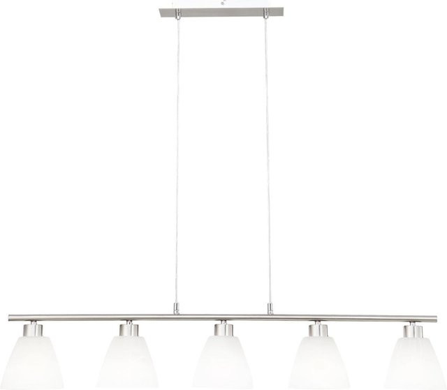 Globo Pendelleuchte Illimani in Weiß und Nickel matt mit Glaselementen, B: 93 cm, H: 120 cm, E14, 5 Leuchtmittel - Bild 1