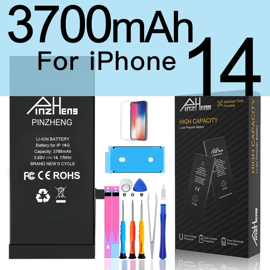 PINZHENG Hochleistungs-Ersatzakku für iPhone 14, 15 und 16 Modelle in Schwarz mit 3700 mAh - Bild 4