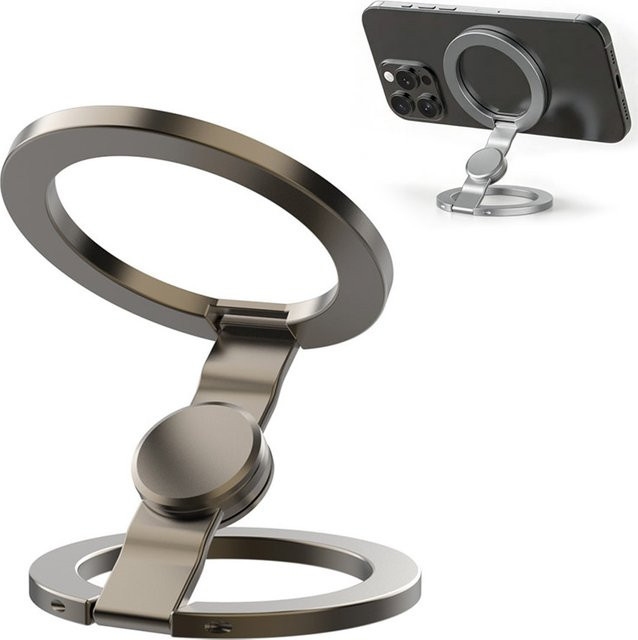 VIKEFON 2-in-1 Magnetischer Fingerring und Dekompressions-Gyro Smartphone-Halterung für iPhone, Schwarz - Bild 1