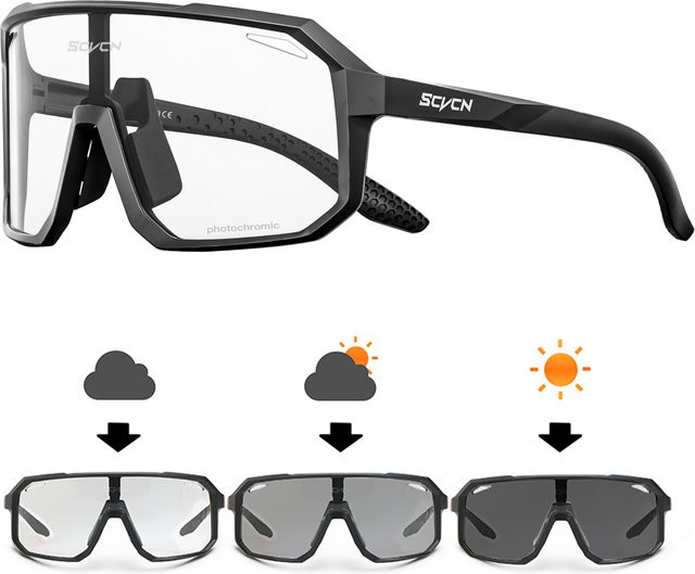 SCVCN Photochrome Sonnenbrille, Vollrand, Black, Unisex, Kunststoff - Bild 1