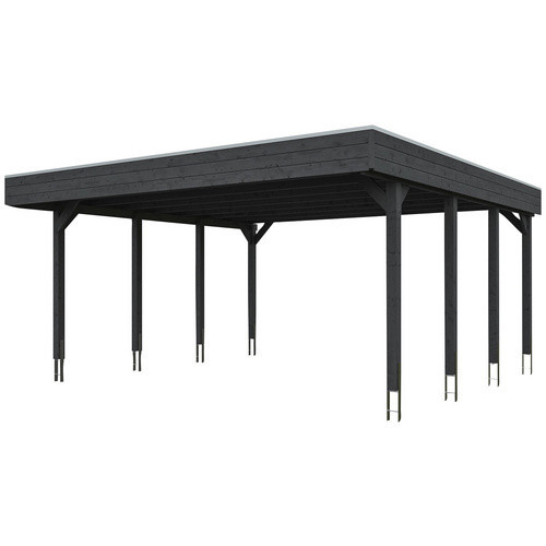 Skan Holz Carport Friesland aus Nadelholz in Schiefergrau mit EPDM-Dach, B/T: 557 x 555 cm, Höhe: 254 cm - Bild 3