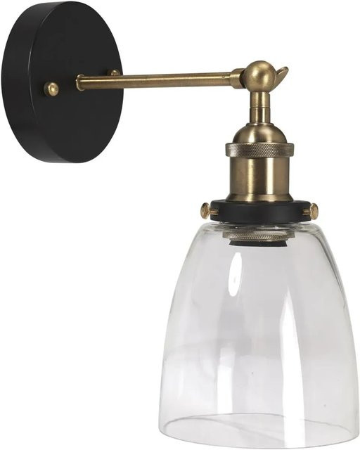 PR Home Kappa Wandleuchte in Messing mit klarem Glas, E27, IP23, B/T/H: 14 x 25 x 30 cm - Bild 1