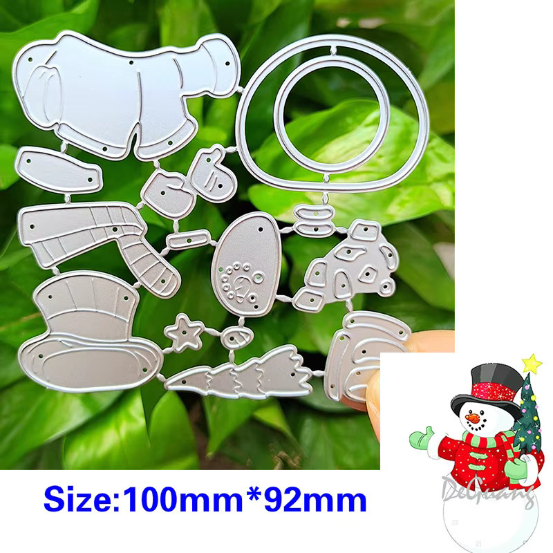 Metall Schablone Engel und Schneemann in Silber für DIY Scrapbooking und Weihnachtskarten - Bild 2