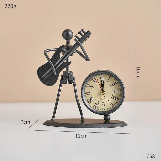 Abstrakte Retro Metall Musik-Tischuhr in Silber als moderne Heimdekoration aus Eisen - Bild 1