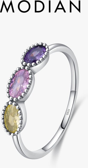 MODIAN Ring 925 Sterlingsilber, bunt, oval, Zirkonia, Damen - Bild 1